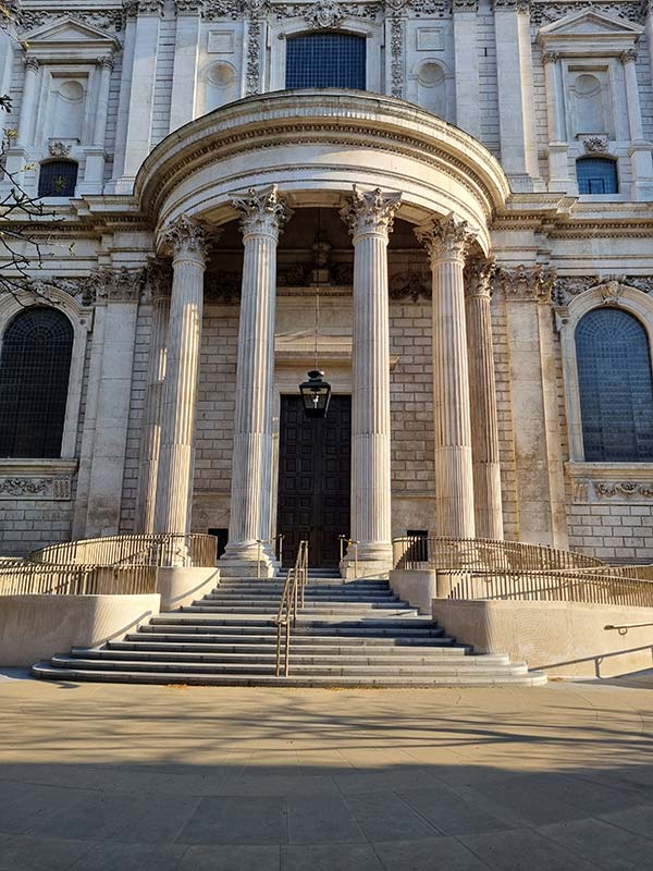 Daytime picture of equal access ramps at St Paul's Cathedral
